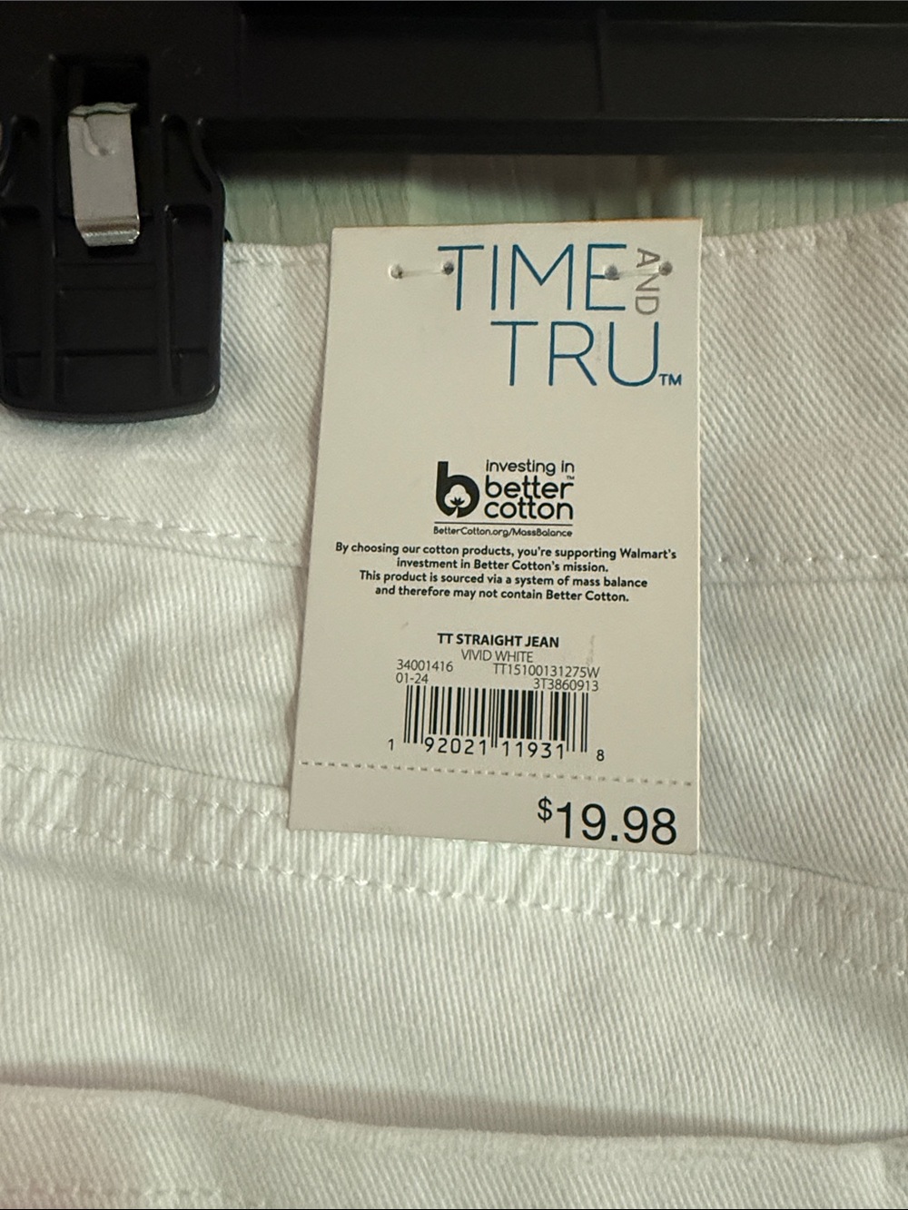 Time and Tru White Straight-Leg Jeans with Tag - Picture 3 of 3